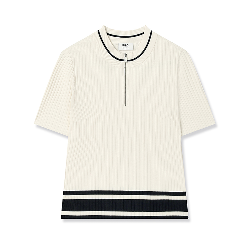FILA斐乐 BY NAOKI TAKIZAWA 时尚复古休闲百搭简约质感优雅设计感舒适 短袖针织衫 女款