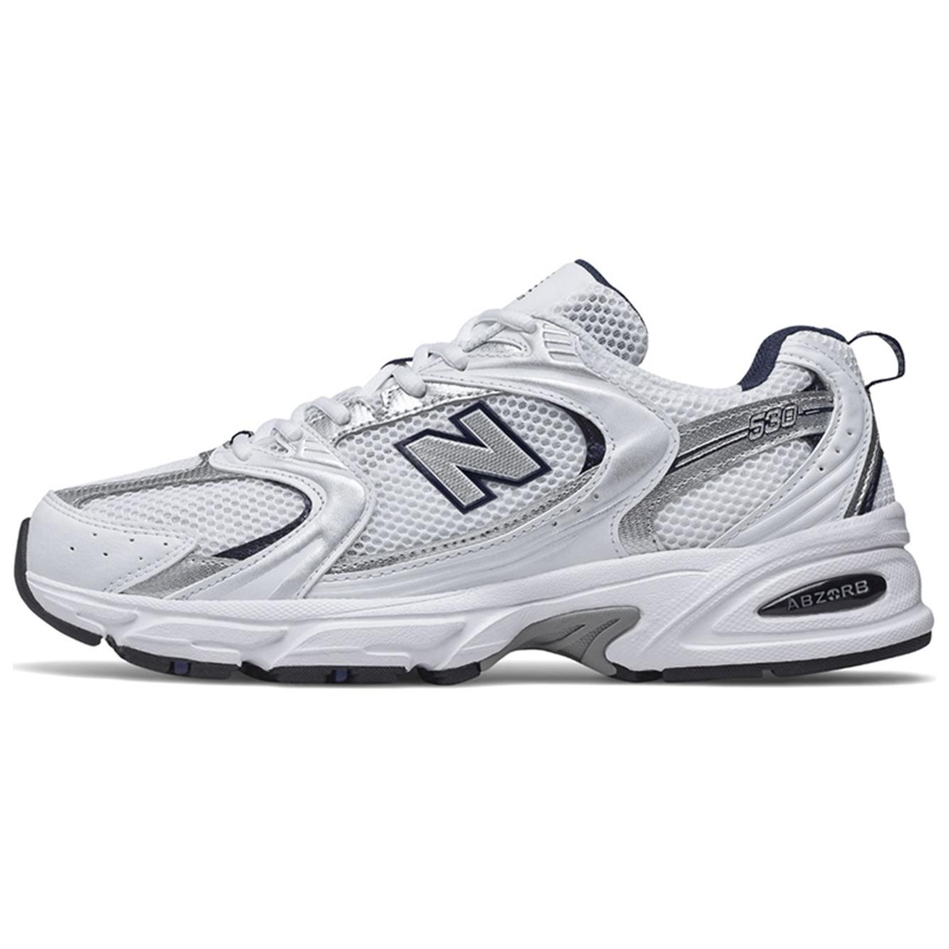 New Balance NB 530 单层 春季 经典复古 网布织物人造革减震耐磨透气 低帮跑步鞋 男女同款 白银色 D宽