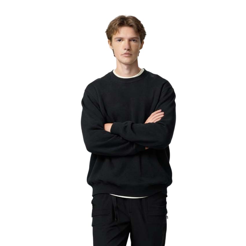 UNIQLO优衣库 SS25 纯色圆领简约舒适落肩宽松版型长袖卫衣 男女同款 黑色