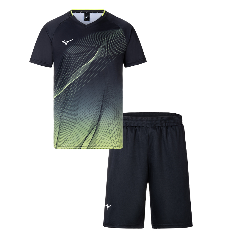 Mizuno 速干透气凉爽套头短袖T恤中腰松紧五分裤休闲运动套装 男女同款