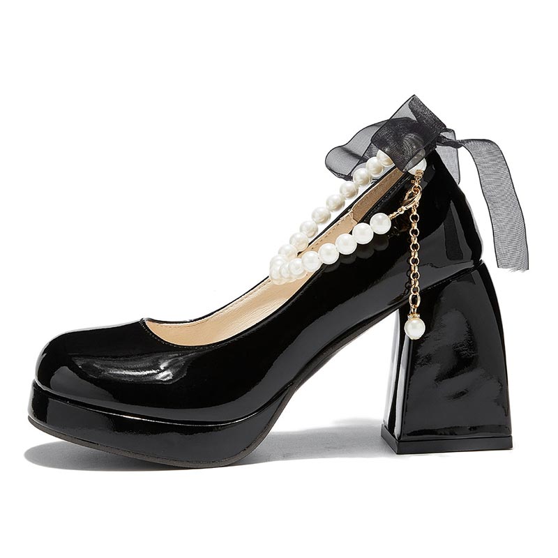 medd名典 法式复古时尚潮流经典简约小个子增高百搭英伦风气质仙女风温柔 粗跟 玛丽珍鞋 女