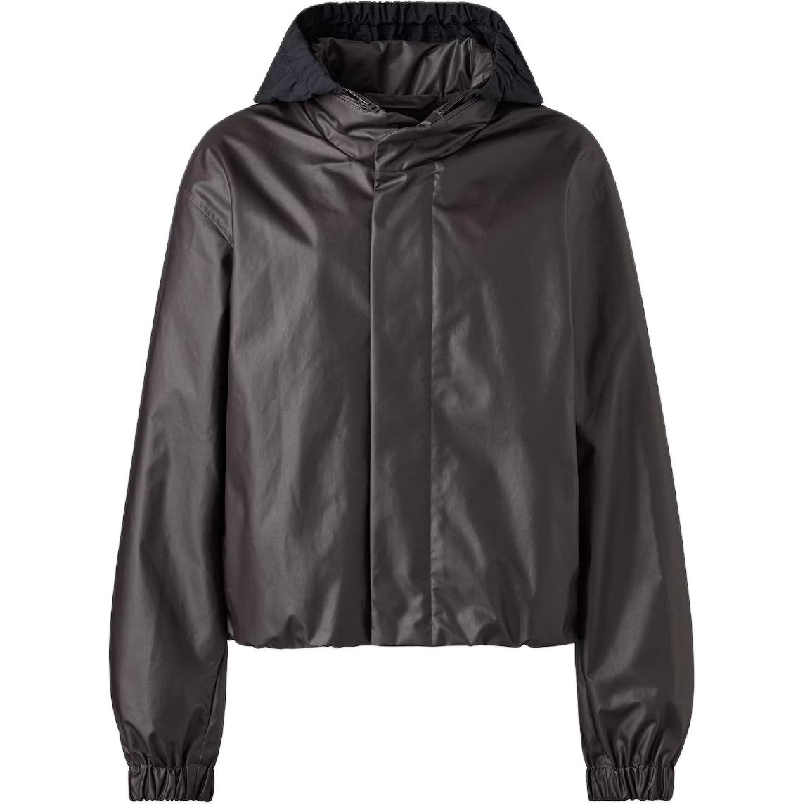 UNIQLO优衣库 U系列 FW25 纯色短款拉链开合休闲简约舒适亮面皮质复古经典机车连帽夹克外套 男女同款