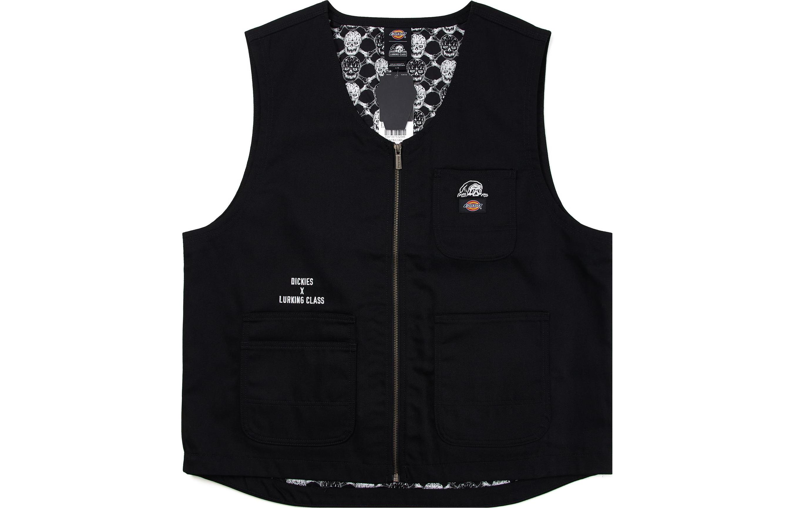 Dickies x LURKING CLASS 联名款 字母印花V领无袖马甲 男款 沥青黑
