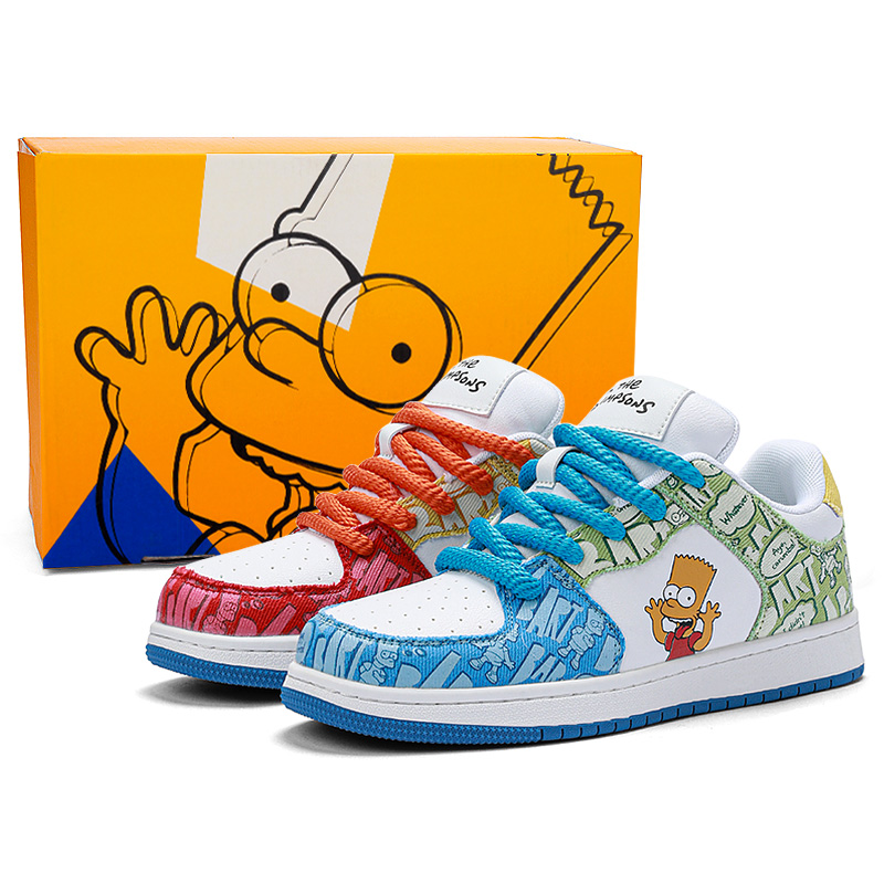 The Simpsons辛普森一家 涂鸦情侣轻潮设计感元气帆布撞色百搭轻便透气耐磨休闲时尚潮流学生小众鸳鸯 美式运动 低帮 板鞋 男女同款