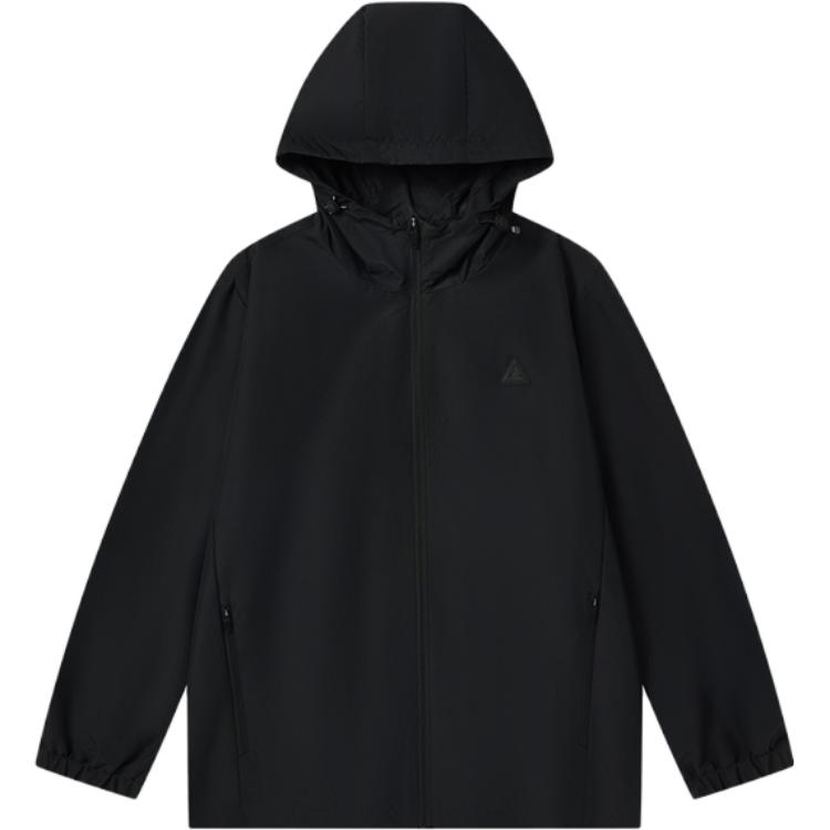 匹克 城市综训 驭水科技 防风山系户外徒步防泼水纯色连帽风衣运动登山骑行机能夹克 男款 黑色