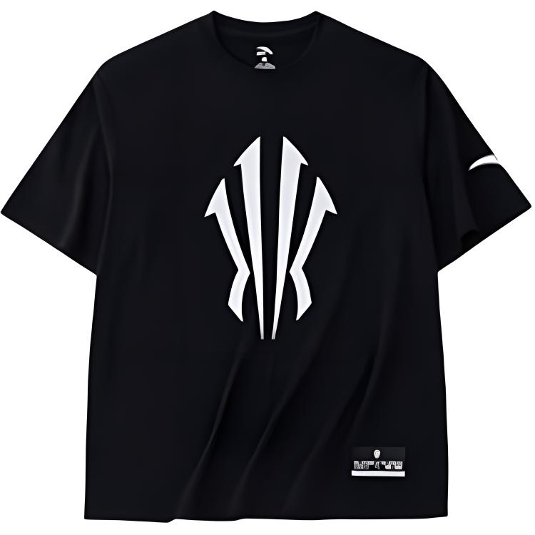 Anta安踏 欧文系列 印花休闲运动短袖T恤 男女同款 基础黑