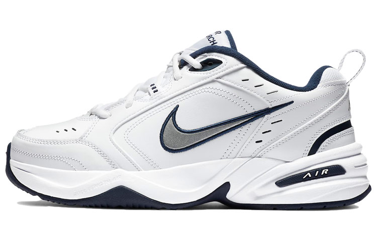 Nike Air Monarch 4 White Navy 织物皮革 复古经典 防滑 低帮 老爹鞋 男款 蓝白