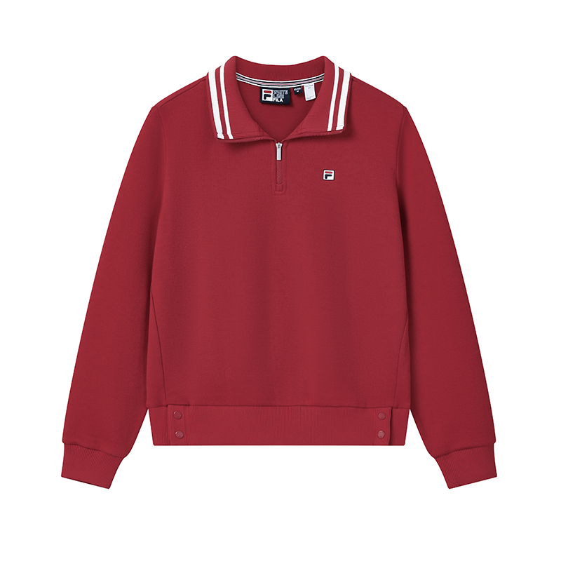 FILA斐乐 HERITAGE 简约经典时尚休闲百搭舒适套头卫衣 女款 红色