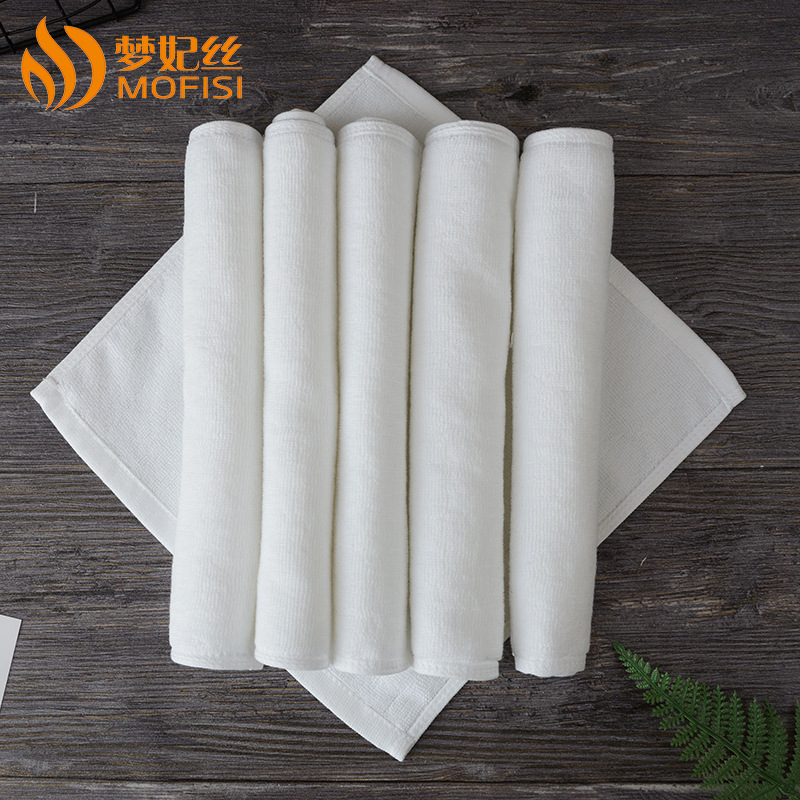 现货批发白方巾纯棉吸水擦手小毛巾30*30cm50g酒店餐饮火锅小方巾