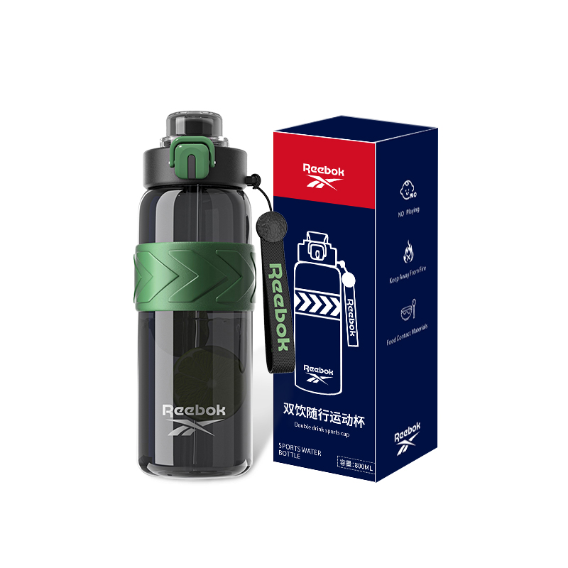 Reebok 运动水壶 双饮随行杯便携水壶耐高温防摔防漏杯子 TRITAN材质 800ml