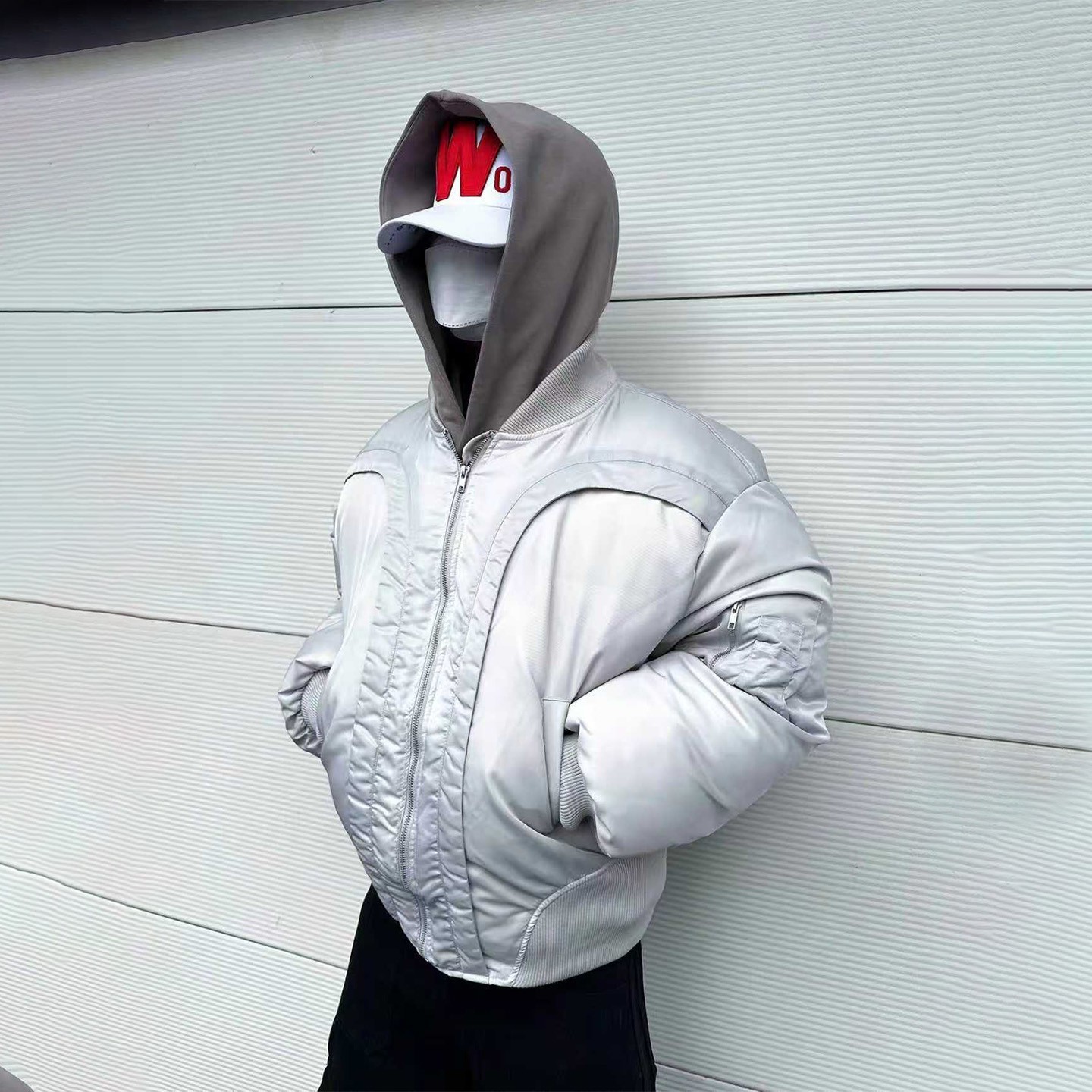 小众潮牌不规则裁剪小众设计感男士冬季加厚保暖棒球棉服夹克外套