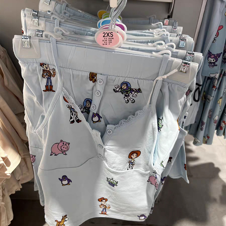 纯欲辣妹卡通吊带睡衣女薄款夏季大码修身背心短裤家居服两件套装