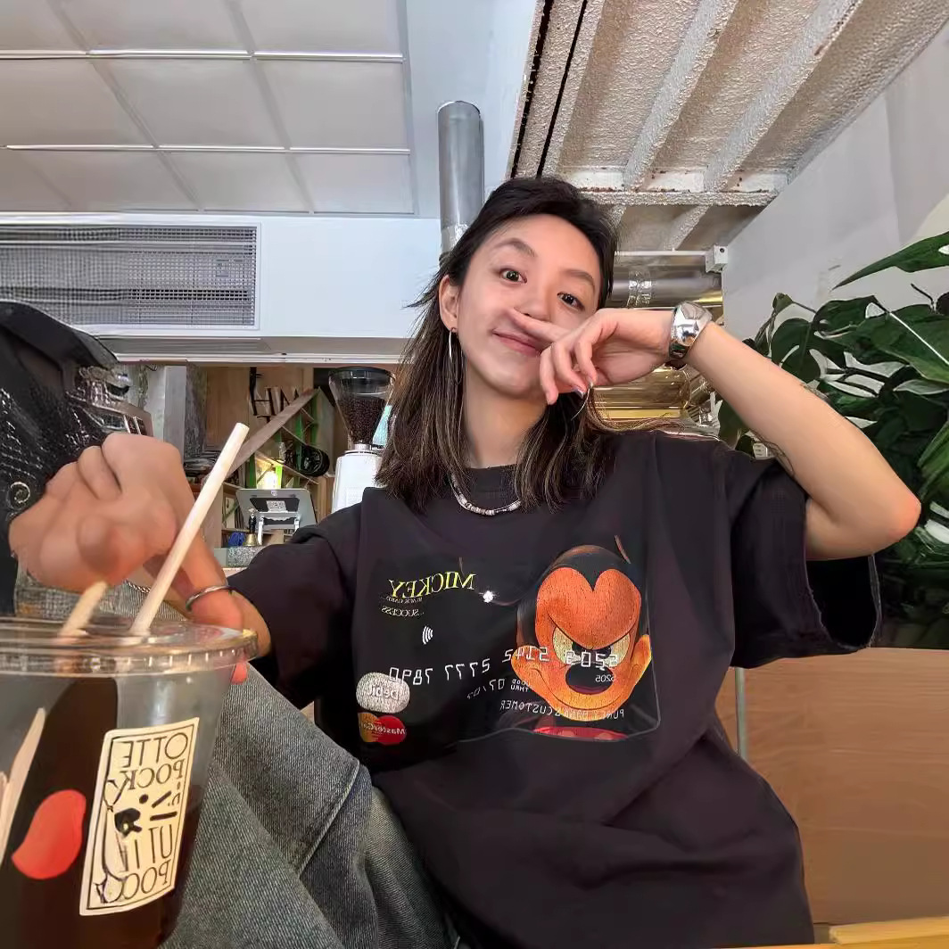 Mickey米奇卡通动漫水洗短袖美式夏季休闲宽松小众潮牌男女T恤Tee