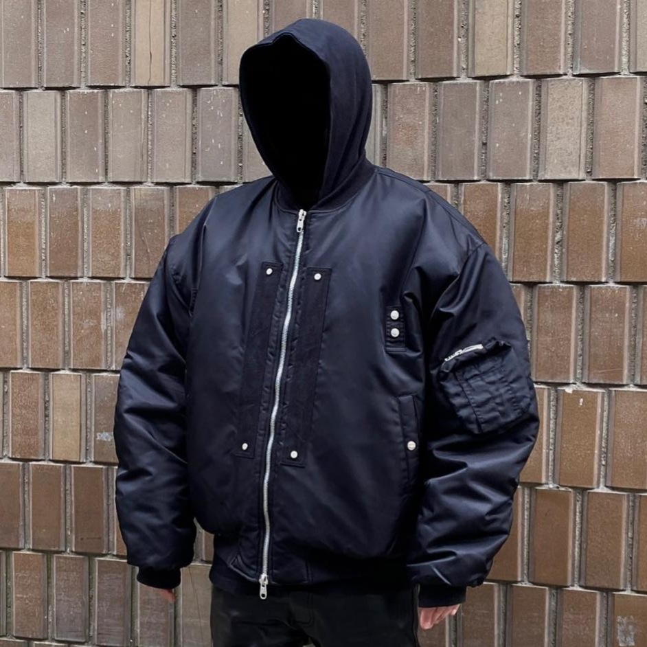 undermycar多口袋飞行夹克棉服外套黑色加厚美式潮牌休闲宽松外套