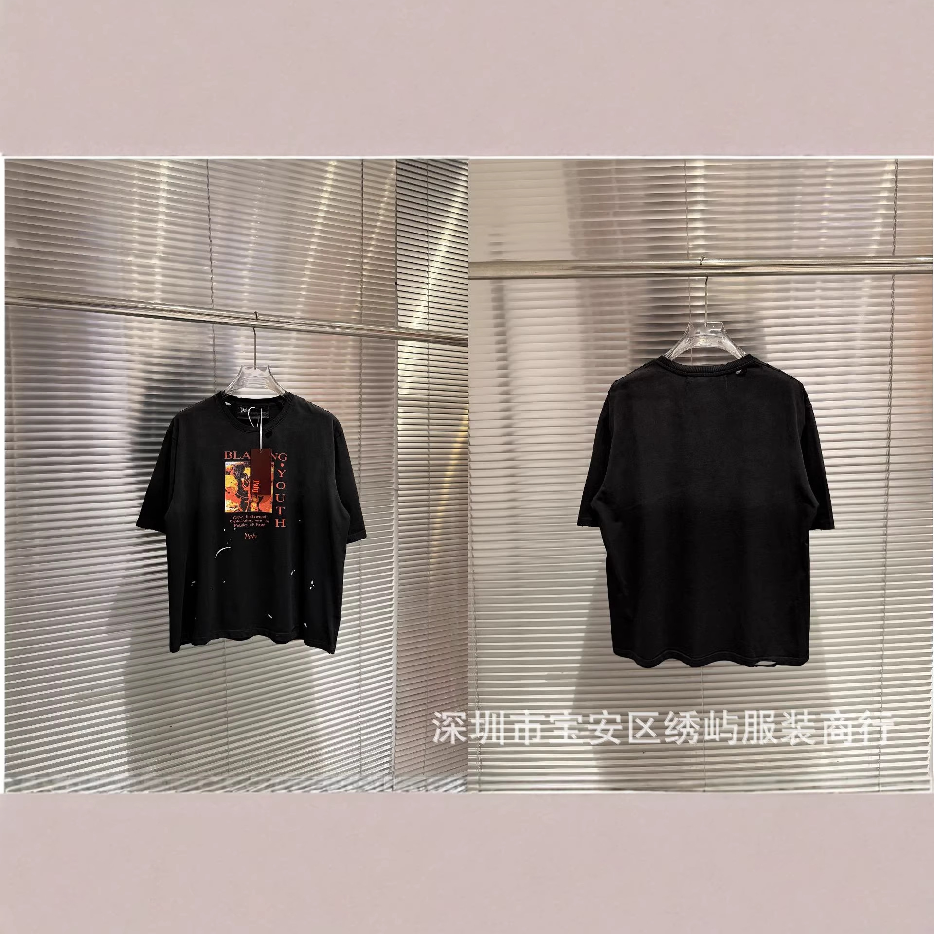 2026春夏新款 P.H 人像字母图案圆领套头短袖男女同款一件批代发