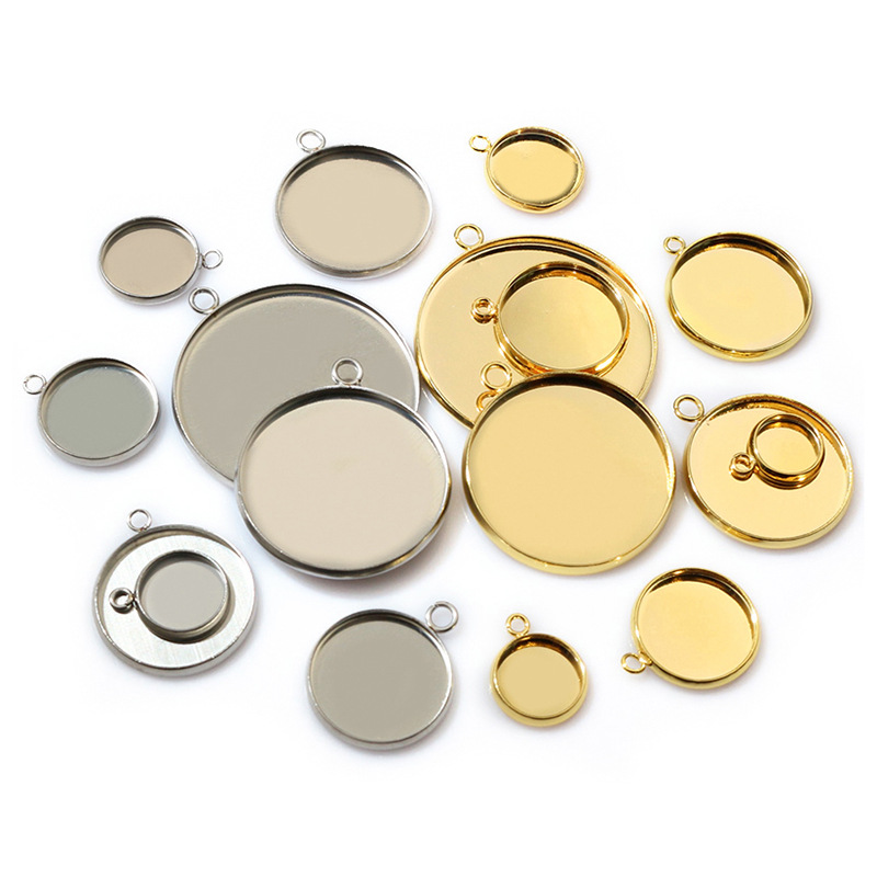 时光宝石 304不锈钢 单吊底托 8-30mm内径  饰品DIY底托配件