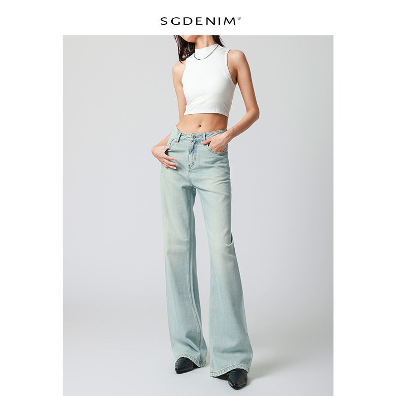 松弛感chill/裸感面料阔腿牛仔裤女高腰宽松垂感拖地裤26春款