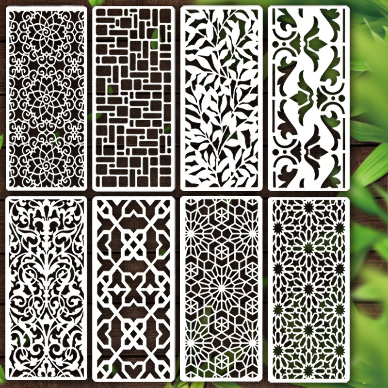 跨境亚马逊新款8件满铺纹理主题模板 DIY主题可重复使用绘画模版