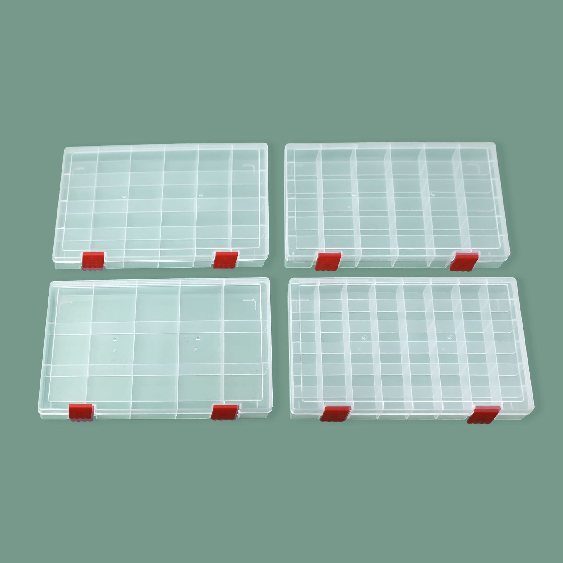 15格24格36格48格加厚固定透明塑料收纳盒五金电子元件饰品储物盒