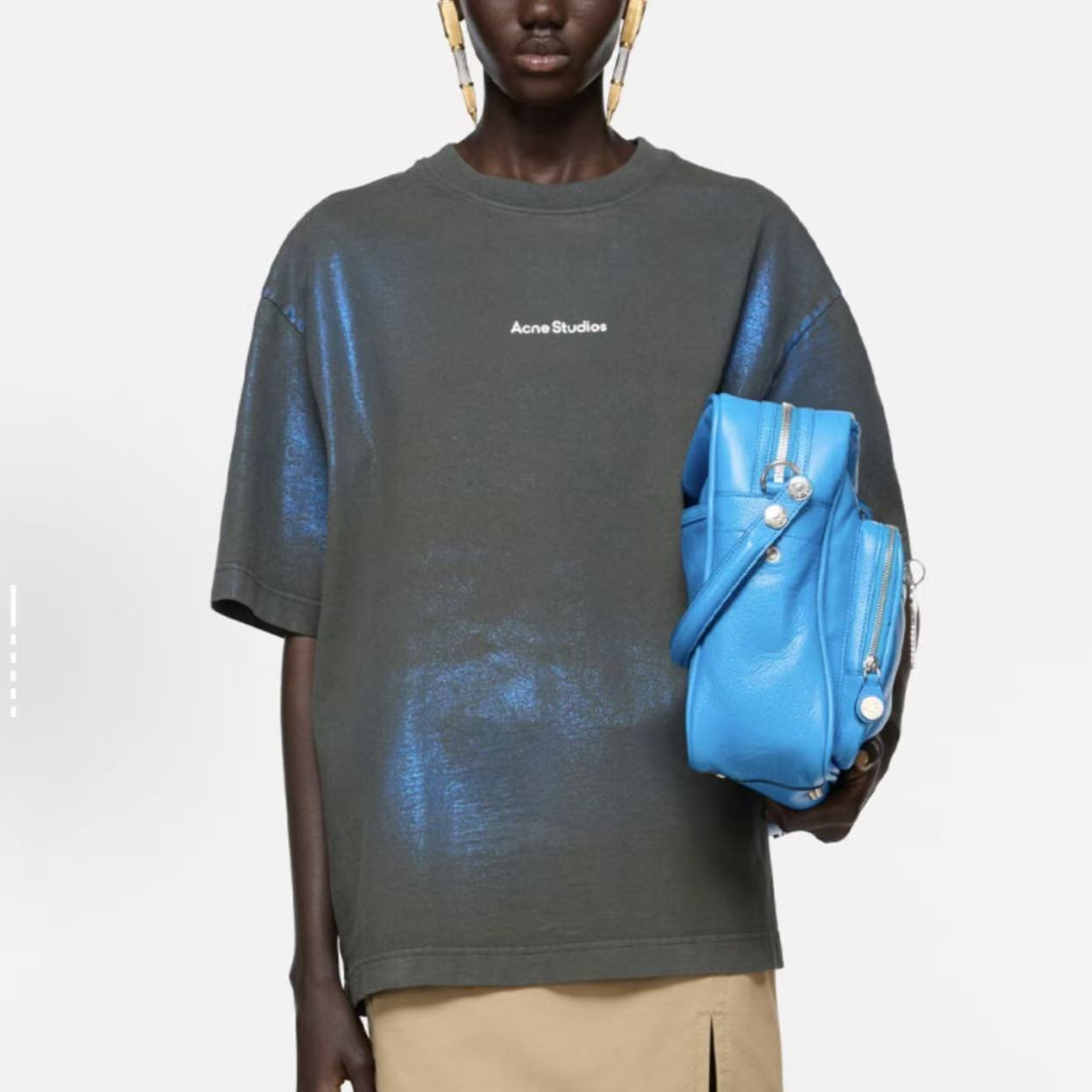 风格FW25洗水虹彩烫金压花夏季宽松休闲圆领短袖T恤