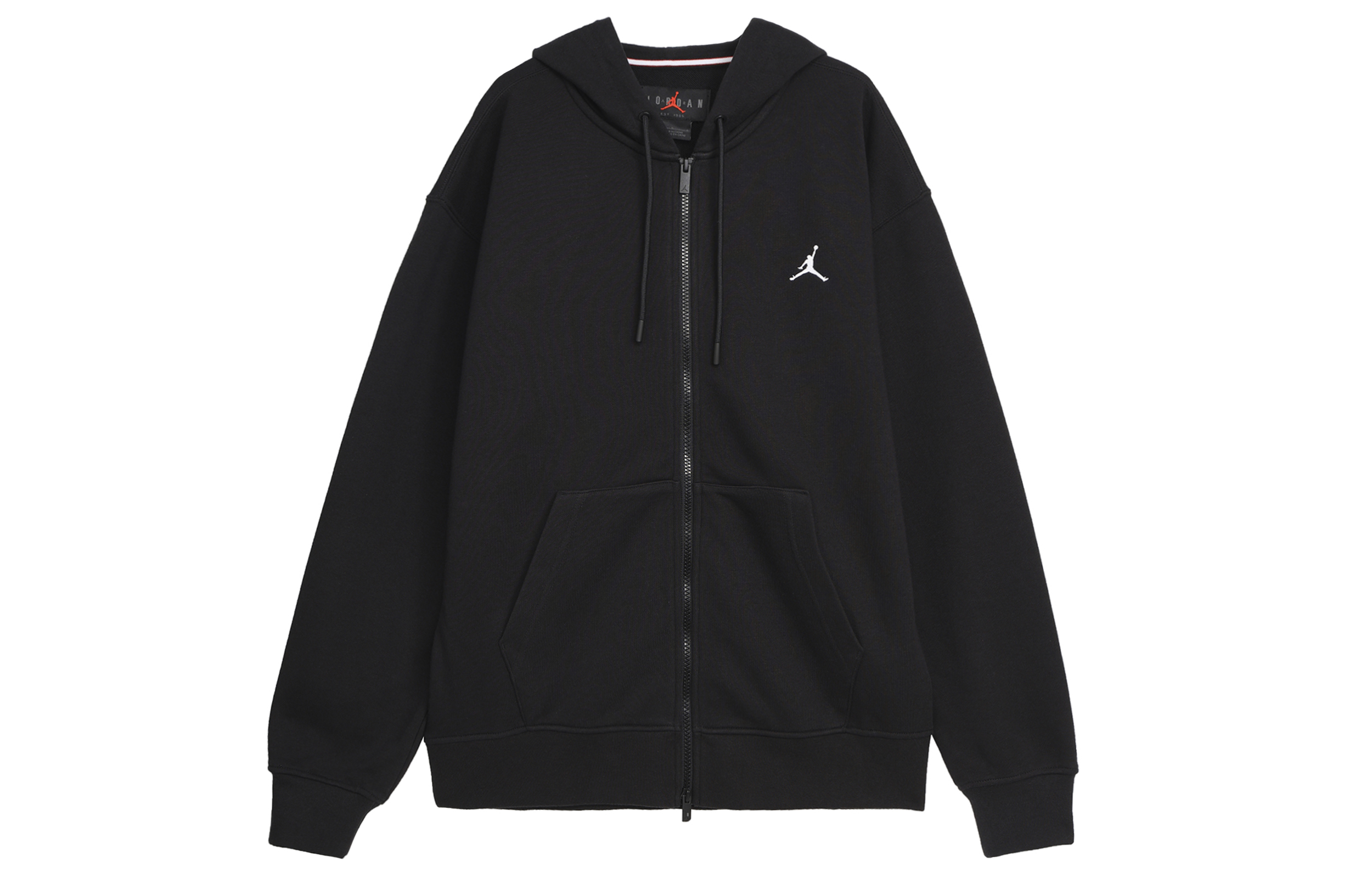 Jordan Brooklyn Fleece logo刺绣图案纯色连帽夹克外套 男款 黑色