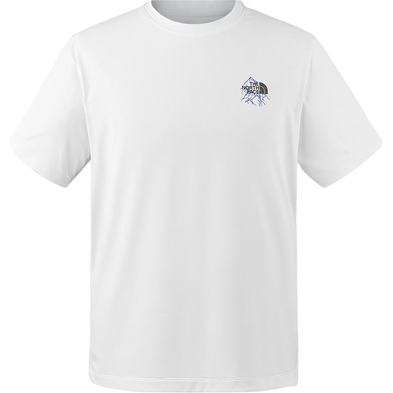北面THE NORTH FACE 纯色简约印花logo圆领直筒短袖吸湿户外T恤 男款 雪峰白